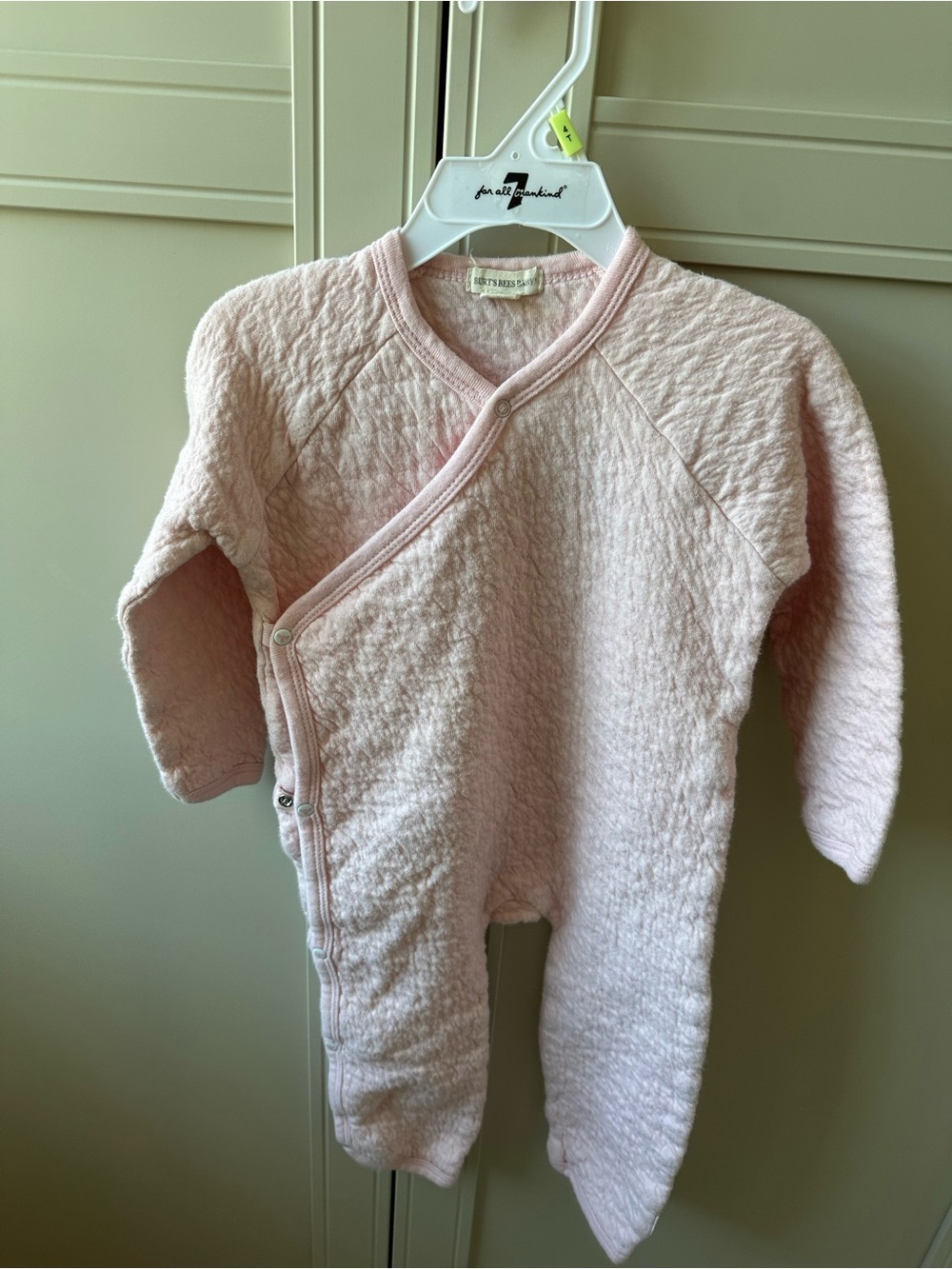 Burt's Bees organic cotton Baby Light Pink Quilted Footed One-Piece